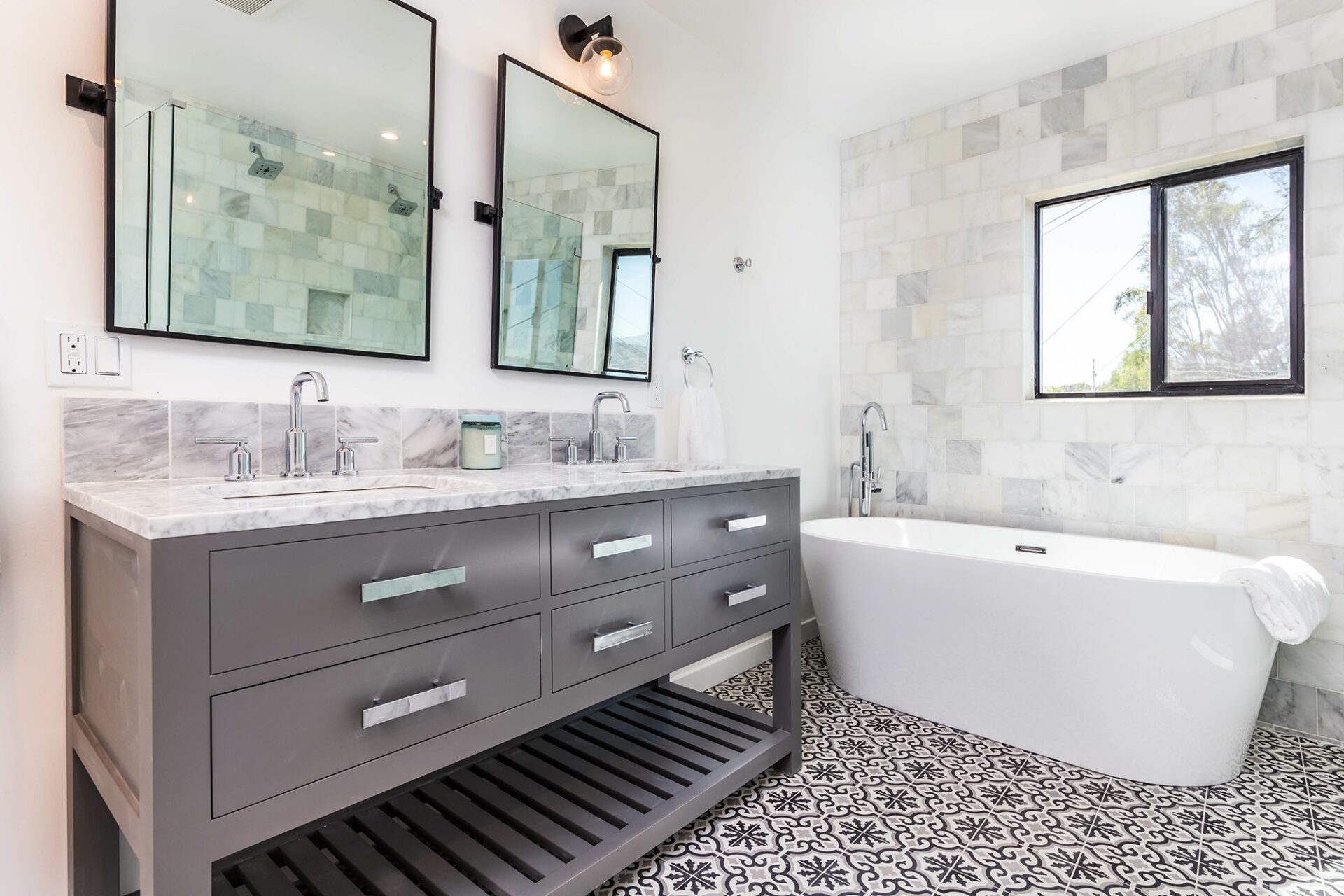 patterned tile bathroom - The Floor Store